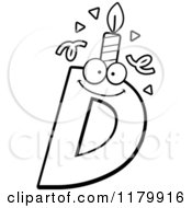 Cartoon Of A Black And White Letter D Birthday Candle Mascot Royalty Free Vector Clipart