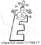 Cartoon Of A Black And White Letter E Birthday Candle Mascot Royalty Free Vector Clipart