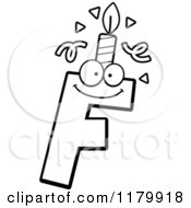 Cartoon Of A Black And White Letter F Birthday Candle Mascot Royalty Free Vector Clipart