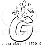Cartoon Of A Black And White Letter G Birthday Candle Mascot Royalty Free Vector Clipart