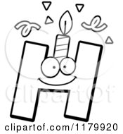 Poster, Art Print Of Black And White Letter H Birthday Candle Mascot