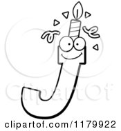 Cartoon Of A Black And White Letter J Birthday Candle Mascot Royalty Free Vector Clipart