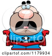 Cartoon Of A Scared Chubby Super Man Royalty Free Vector Clipart