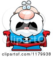 Cartoon Of A Scared Chubby Senior Super Man Royalty Free Vector Clipart