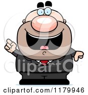 Cartoon Of A Smart Chubby Businessman With An Idea Royalty Free Vector Clipart