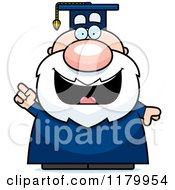 Poster, Art Print Of Smart Chubby Professor In A Graduation Gown With An Idea