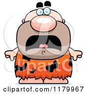 Cartoon Of A Scared Chubby Caveman Royalty Free Vector Clipart