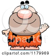 Cartoon Of A Waving Chubby Caveman Royalty Free Vector Clipart by Cory Thoman