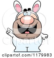Cartoon Of A Smart Man In An Easter Bunny Costume With An Idea Royalty Free Vector Clipart