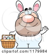 Cartoon Of A Waving Man In An Easter Bunny Costume Royalty Free Vector Clipart