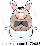 Cartoon Of A Scared Man In An Easter Bunny Costume Royalty Free Vector Clipart