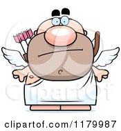 Cartoon Of A Bored Chubby Cupid Royalty Free Vector Clipart