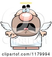 Cartoon Of A Scared Chubby Male Angel Royalty Free Vector Clipart