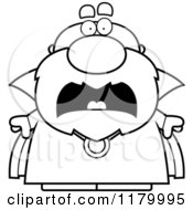 Cartoon Of A Black And White Screaming Chubby Wizard Royalty Free Vector Clipart
