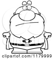 Cartoon Of A Black And White Concerned Chubby Senior Super Man Royalty Free Vector Clipart