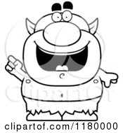 Cartoon Of A Black And White Smart Chubby Goblin With An Idea Royalty Free Vector Clipart