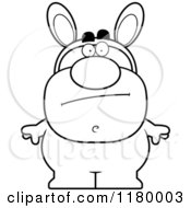 Cartoon Of A Black And White Bored Man In An Easter Bunny Costume Royalty Free Vector Clipart