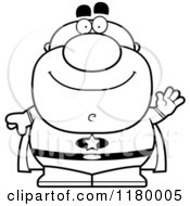 Cartoon Of A Black And White Waving Chubby Super Man Royalty Free Vector Clipart