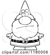 Cartoon Of A Black And White Bored Chubby Male Gnome Royalty Free Vector Clipart by Cory Thoman