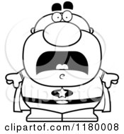 Cartoon Of A Black And White Scared Chubby Super Man Royalty Free Vector Clipart