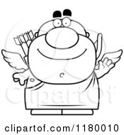 Poster, Art Print Of Black And White Waving Chubby Cupid