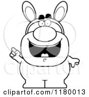 Cartoon Of A Black And White Smart Man In An Easter Bunny Costume With An Idea Royalty Free Vector Clipart