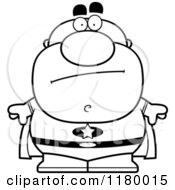 Cartoon Of A Black And White Concerned Chubby Super Man Royalty Free Vector Clipart
