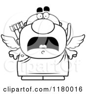 Poster, Art Print Of Black And White Scared Chubby Cupid