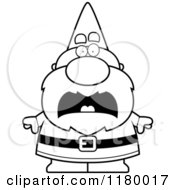Cartoon Of A Black And White Scared Chubby Male Gnome Royalty Free Vector Clipart by Cory Thoman