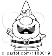 Cartoon Of A Black And White Smart Chubby Male Gnome With An Idea Royalty Free Vector Clipart