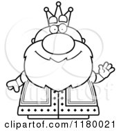 Cartoon Of A Black And White Waving Chubby King Royalty Free Vector Clipart