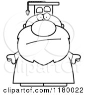 Cartoon Of A Black And White Bored Chubby Professor In A Graduation Gown Royalty Free Vector Clipart