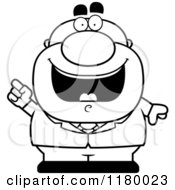 Cartoon Of A Black And White Smart Chubby Businessman With An Idea Royalty Free Vector Clipart
