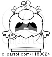 Cartoon Of A Black And White Scared Chubby Greek Man Royalty Free Vector Clipart