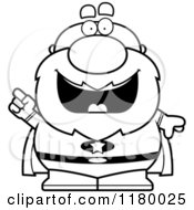 Cartoon Of A Black And White Smart Chubby Senior Super Man With An Idea Royalty Free Vector Clipart