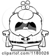 Cartoon Of A Black And White Scared Chubby Senior Super Man Royalty Free Vector Clipart