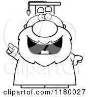 Poster, Art Print Of Black And White Smart Chubby Professor In A Graduation Gown With An Idea