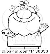 Cartoon Of A Black And White Waving Chubby Greek Man Royalty Free Vector Clipart by Cory Thoman