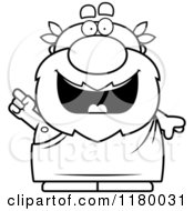 Cartoon Of A Black And White Smart Chubby Greek Man With An Idea Royalty Free Vector Clipart by Cory Thoman