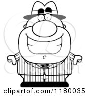 Poster, Art Print Of Black And White Grinning Chubby Mobster