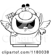 Poster, Art Print Of Black And White Smart Chubby Cupid With An Idea