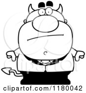 Cartoon Of A Black And White Bored Chubby Devil Royalty Free Vector Clipart