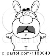 Cartoon Of A Black And White Scared Man In An Easter Bunny Costume Royalty Free Vector Clipart