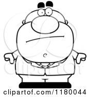 Poster, Art Print Of Black And White Skeptical Chubby Businessman