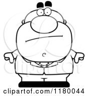 Cartoon Of A Black And White Skeptical Chubby Businessman Royalty Free Vector Clipart
