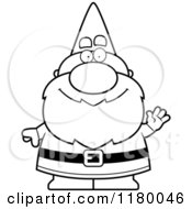 Poster, Art Print Of Black And White Waving Chubby Male Gnome