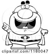 Cartoon Of A Black And White Smart Chubby Super Man With An Idea Royalty Free Vector Clipart