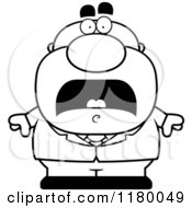 Poster, Art Print Of Black And White Scared Chubby Businessman