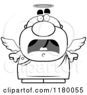 Cartoon Of A Black And White Scared Chubby Male Angel Royalty Free Vector Clipart