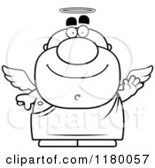 Poster, Art Print Of Black And White Waving Chubby Male Angel